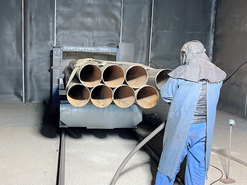 涂塑钢管母材内除锈喷砂
